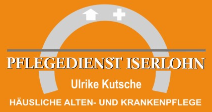 Logo des Pflegedienstes Iserlohn mit dem Namen Ulrike Kutsche und dem Hinweis auf häusliche Alten- und Krankenpflege.